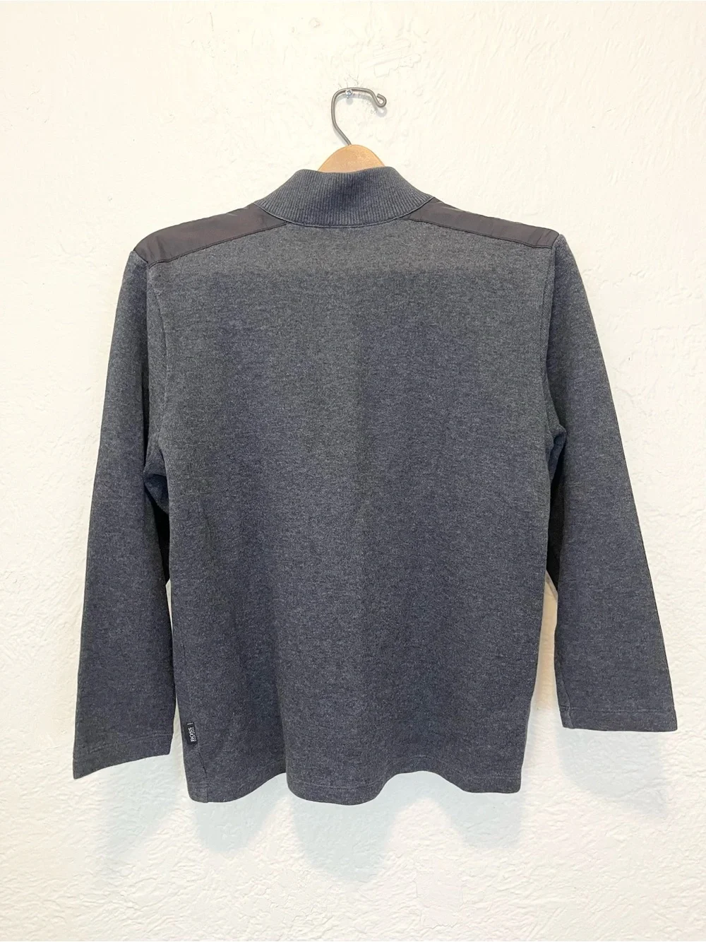 HUGO BOSS Sweater 1/2 Zip Charcoal Gray 3/4 Sleeve Medium M